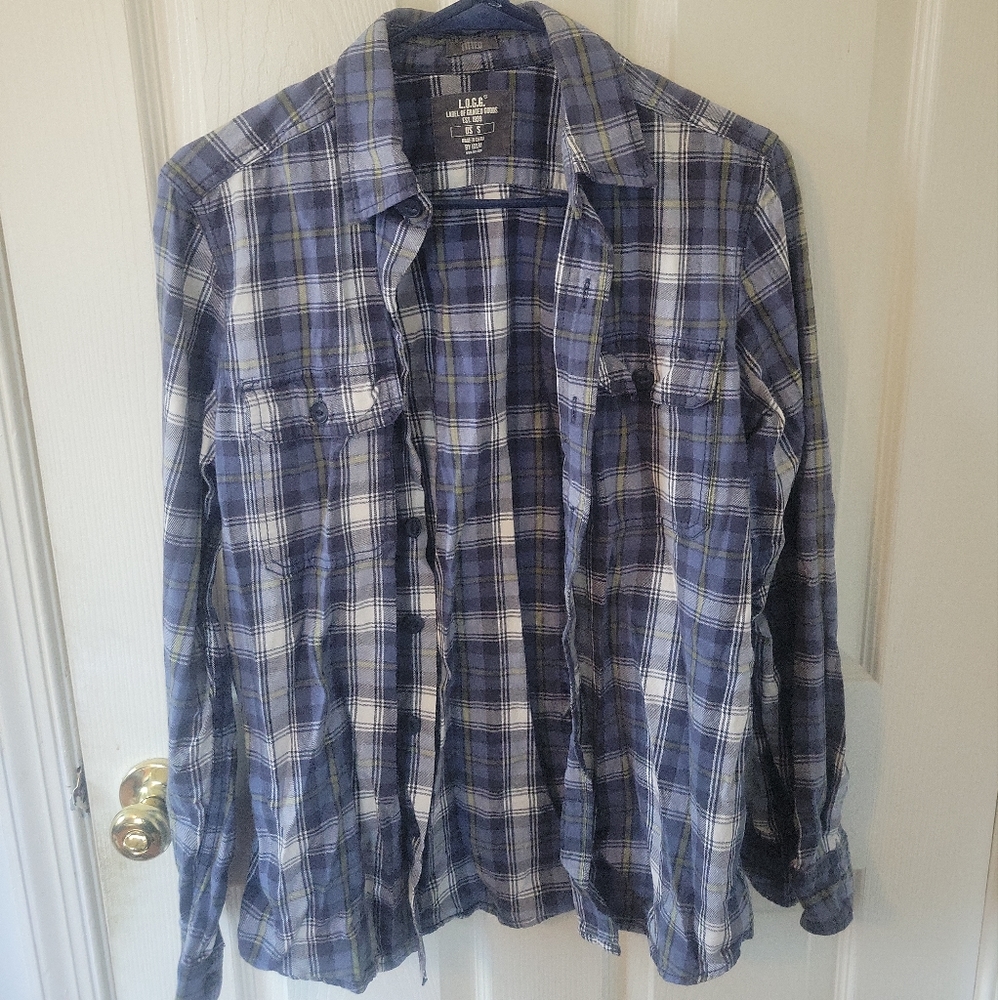 H&M Fitted Long Sleeve Button Down, Women's Size S, Plaid